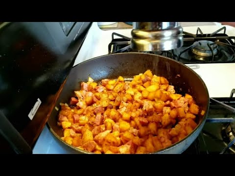 Cooking breakfast potatoes!