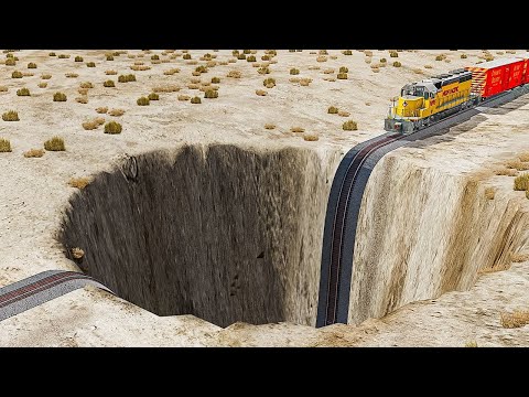 Testing trains vs MASSIVE pits in GTA 5