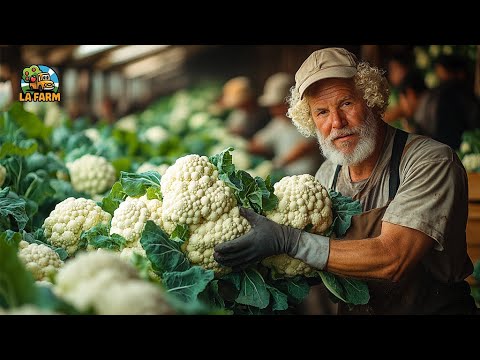 How To Harvest Tons Of Cauliflower Using Machines: Cauliflower Processing | Agriculture Documentary