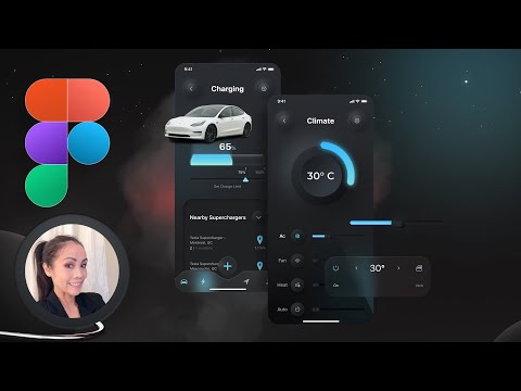 UI Design a Dark Neumorphism Tesla app in Figma from scratch Part 2