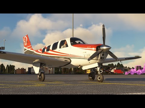 Flying an RNAV route with the Black Square Bonanza and the KNS81 in Microsoft Flight Simulator