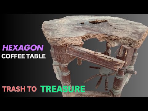 TRASH TO TREASURE || FURNITURE RESTORATION// TRANSFORMATION OF HEXAGON COFFEE TABLE