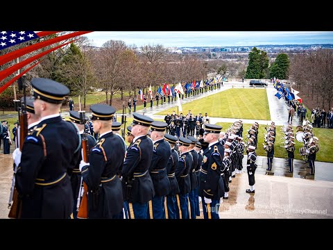 Honor Guard from 5 Military Branchs (Army, Marine Corps, Navy, Air Force, Coast Guard) at Arlington