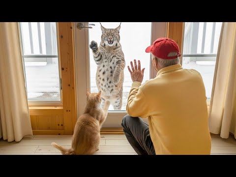 Pregnant Bobcat Begs For Rescue At Door– And What The House Cat Did Next Will Melt Your Heart!