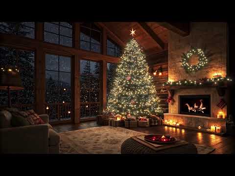 🔥 Warm Fireplace & Smooth Jazz | Cozy Christmas Cabin Ambience 🛖