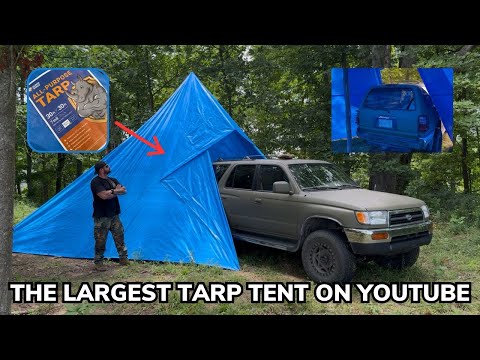 Solo Overnight Building the Largest Tarp Tent on YouTube