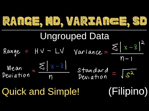 Range, Mean Deviation, Variance, and Standard Deviation for Ungrouped Data | Measures of Variation