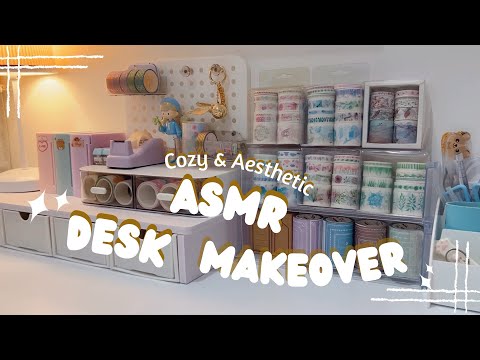 Desk Makeover ✨ASMR | 𐙚⋆.˚ Chill Vlog 🤍Cozy & aesthetic + Stationery organization 🎀 ˖ ᡣ𐭩 ⊹ ࣪  ౨ৎ˚₊