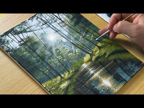 How to Paint a Serene Forest with Acrylics - Easy Tutorial