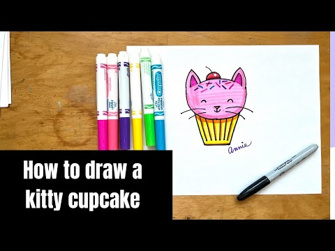 How to Draw a Kitty Cupcake - Art For Kids