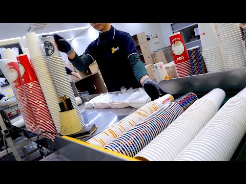 Up to 2 Million a Day! The Incredible Process of Making Paper Cups. Korean Paper Packaging Factory