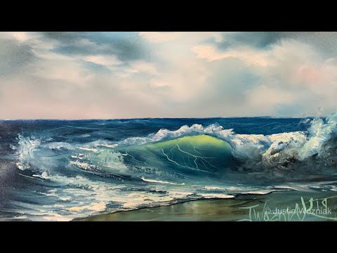 How To Paint A Seascape And Wave For Beginners Full Tutorial - Paintings By Justin