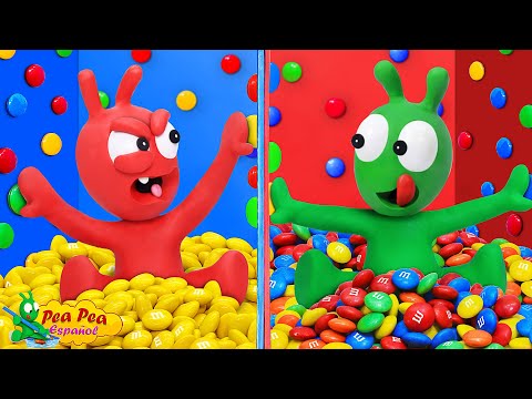 Pea Pea desafía la sala de los 1000 botones misteriosos - Cartoon for Kids -   Pea Pea Español