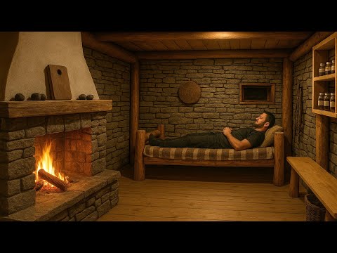 80 days to build a warm shelter using rocks, earth, and tree stumps.