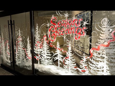 Laura - Christmas window painting mural live!