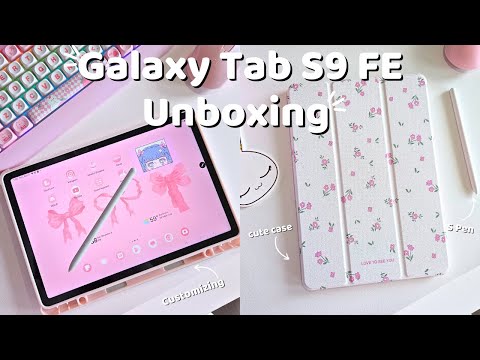 Samsung Galaxy Tab S9 FE 🎀🌷 | ✨️Aesthetic unboxing 🩷📦 & Customization ✨️ (ASMR)