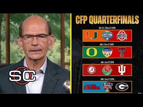 ESPN SC | Paul Finebaum BOLD predictions for CFP Quarterfinals: Alabama at Indiana, Miami at Ohio ST