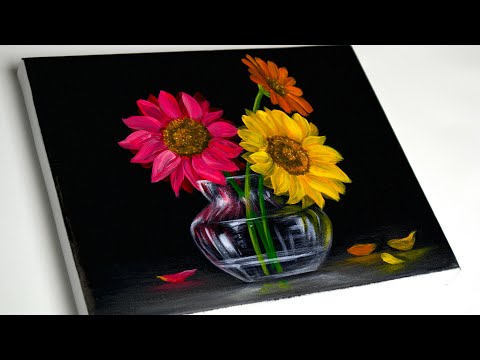 Flower painting | Flower Acrylic Painting For Beginners