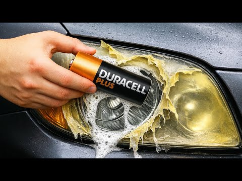 Old Battery Will Restore Your Headlights To Crystal New In 1 Minute ! Amazing trick😱