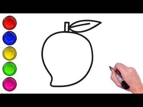 How to Draw Cute Mango Drawing, Painting and Coloring for kids & toddlers_ Child Art 🎨🌈