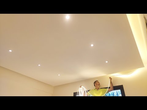 How to make a gypsum ceiling with lighting from the wall side