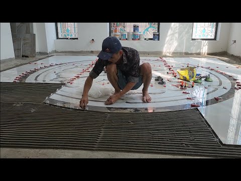 thi công lát gạch nền khổ lớn 1600x1600 điểm 3d hoa văn chuẩn từng chi tiết tập 834