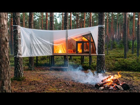 How I Built a Rainproof Shelter with Just Plastic Wrap | Forest Survival Tent