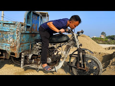 Full restoration of old tricycle |Restoring the engine of a tricycle carrying construction materials