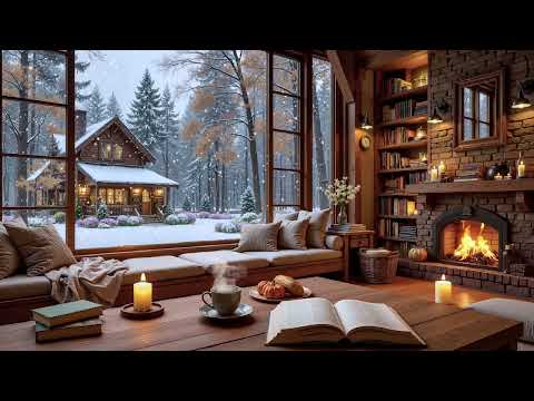 January Jazz Ambience ❄️ Cozy Coffee Shop with Fireplace Ambience for Focus & Study