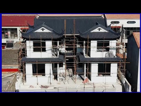 How the Chinese build a house with monolithic concrete in the style of a four-door courtyard
