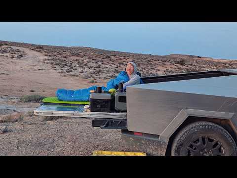 Camping in the Tesla Cybertruck… Without a Tent?