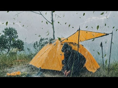 CAUGHT IN A CRAZIEST SCARY STORM ‼️CAMPING HEAVY RAIN WITH THUNDERSTORM