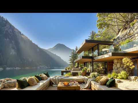 Soft Morning Lakeside Jazz | Alpine Horizon & Peaceful Views For Stress Relief