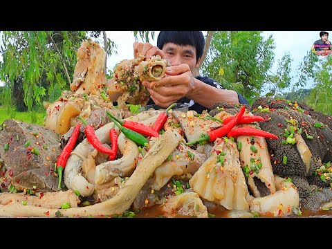 ต้มเครื่องในวัวจิ้มแจ่วดีสดแกล้มผักสดแซ่บคักอีหลีครับพี่น้องASMR MUKBANG EATING SHOW#โก้อีสานพาแดก 