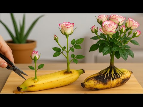 Stick A Rose Branch Into A Banana! Suddenly 1001 Roots And Shoots Appear!