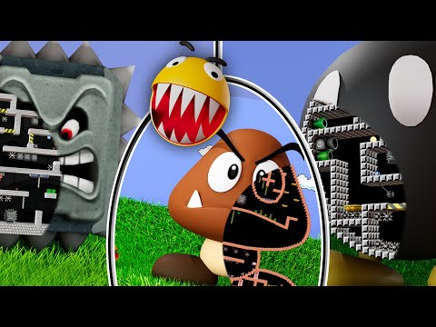 Pacman in the Giant Goomba, Bomb and Thwomp Maze Mayhem all episode