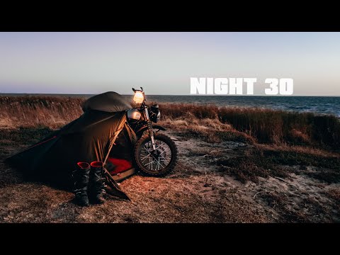 Solo Camping Beside my Motorcycle in Extreme Winds | Nature ASMR | Lakeside Camping