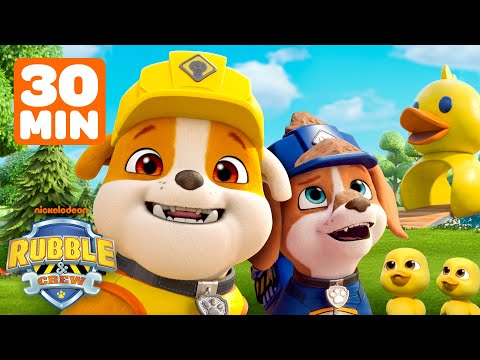 Rubble Rescues Baby Ducks & Digs a Tunnel! w/ Wheeler & Motor | 30 Minutes | Rubble & Crew