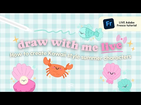 How Draw Kawaii Summer Doodles in Adobe Fresco 🐚 Beginner-Friendly Draw With Me!