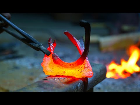 The blacksmith made dangerous weapons for hunting in the forests from the iron of a truck.