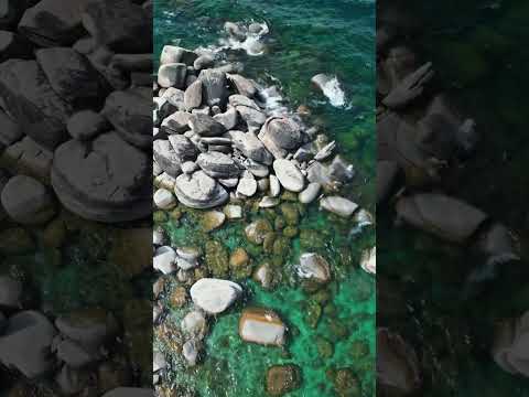 Bonsai Rock looks INSANE from a drone #laketahoe #aerial #wow