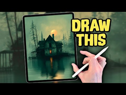 PROCREATE Spooky House DRAWING Tutorial in EASY steps