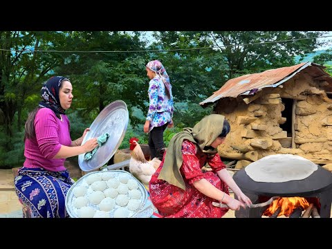 IRAN Nomadic Recipes: Cooking Lamb Stew and Baking Fresh Bread on Fire & Taking Care of Animals