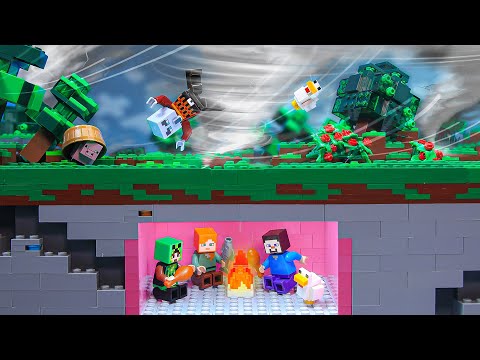 Alex & Steve Life : Doomsday Storm vs Security Base - LEGO Minecraft Animation