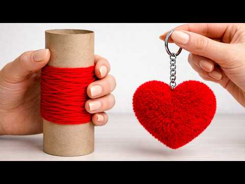 GENIUS Idea! Anyone Can Make DIY Pom Pom Heart Keychain Easy Craft!