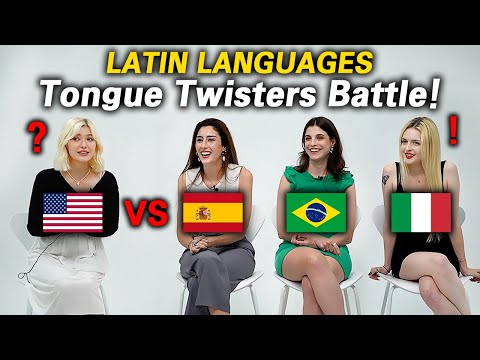 American, Spanish, Brazilian and Italian tried Latin Languages Tongue Twisters Challenge!!