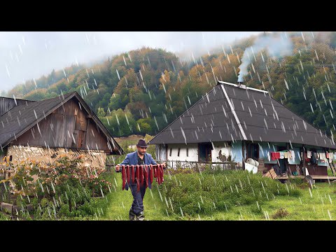 Autumn Happiness in the Rainy Mountains : Cooking Our Smoked Meats