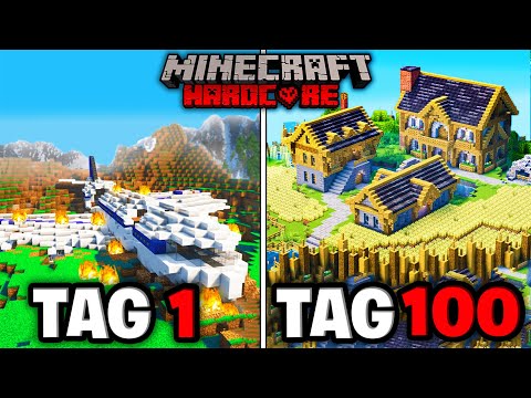 Ich überlebe 100 Tage Minecraft nach einem FLUGZEUGABSTURZ!