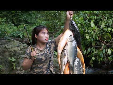 how to make a fish gun, catch stream fish, survive in nature, survival alone