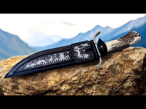 Making a leather sheaths - Bowie knife - full process - leather craft. #leather #knife #usa